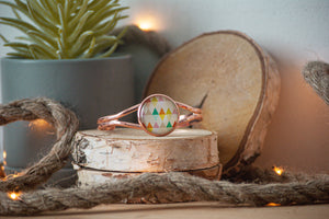 Bracelet jonc rose gold triangle multicolore