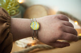 Bracelet jonc argenté jaune et gris