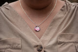 Collier chaine argenté coeur rose