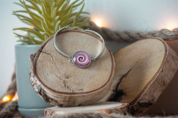 Bracelet argenté spirale rose